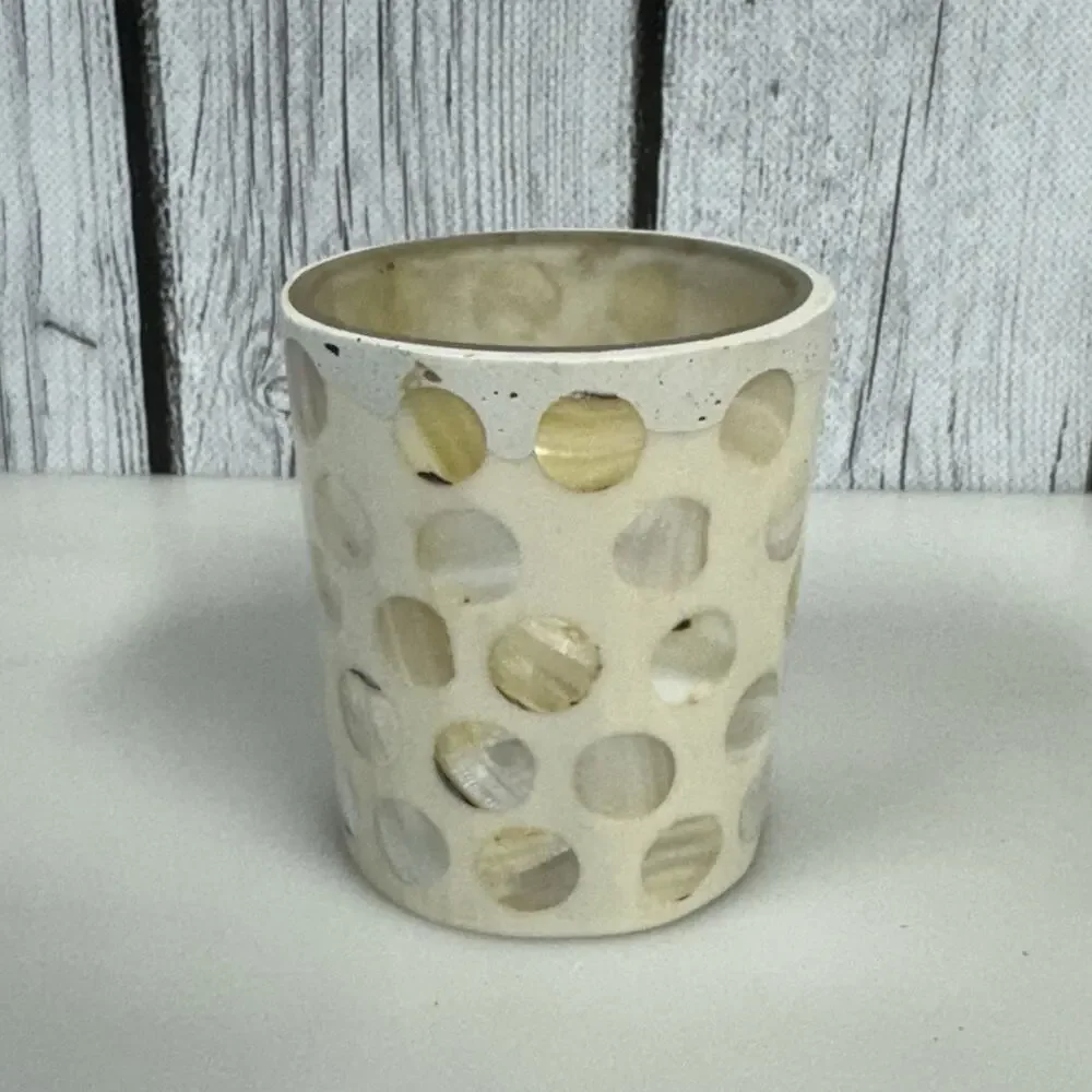 Mosaic Candle Votive Holder Mother Of Pearl Inlay Beach House